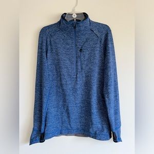 Lululemon. Blue & Gray Striped Quarter Zip Long Sleeve Pullover Shirt. Men’s M.
